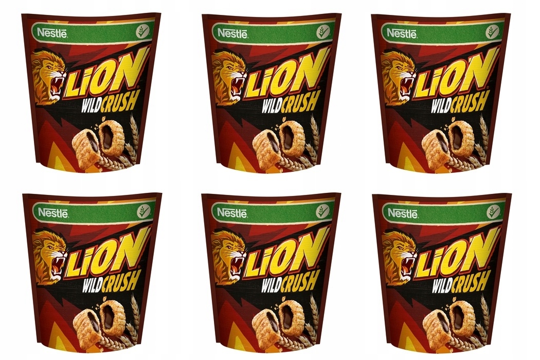 Levně 6 x 350 g Nestle Lion Wild Crush snídaňové cereálie Karton