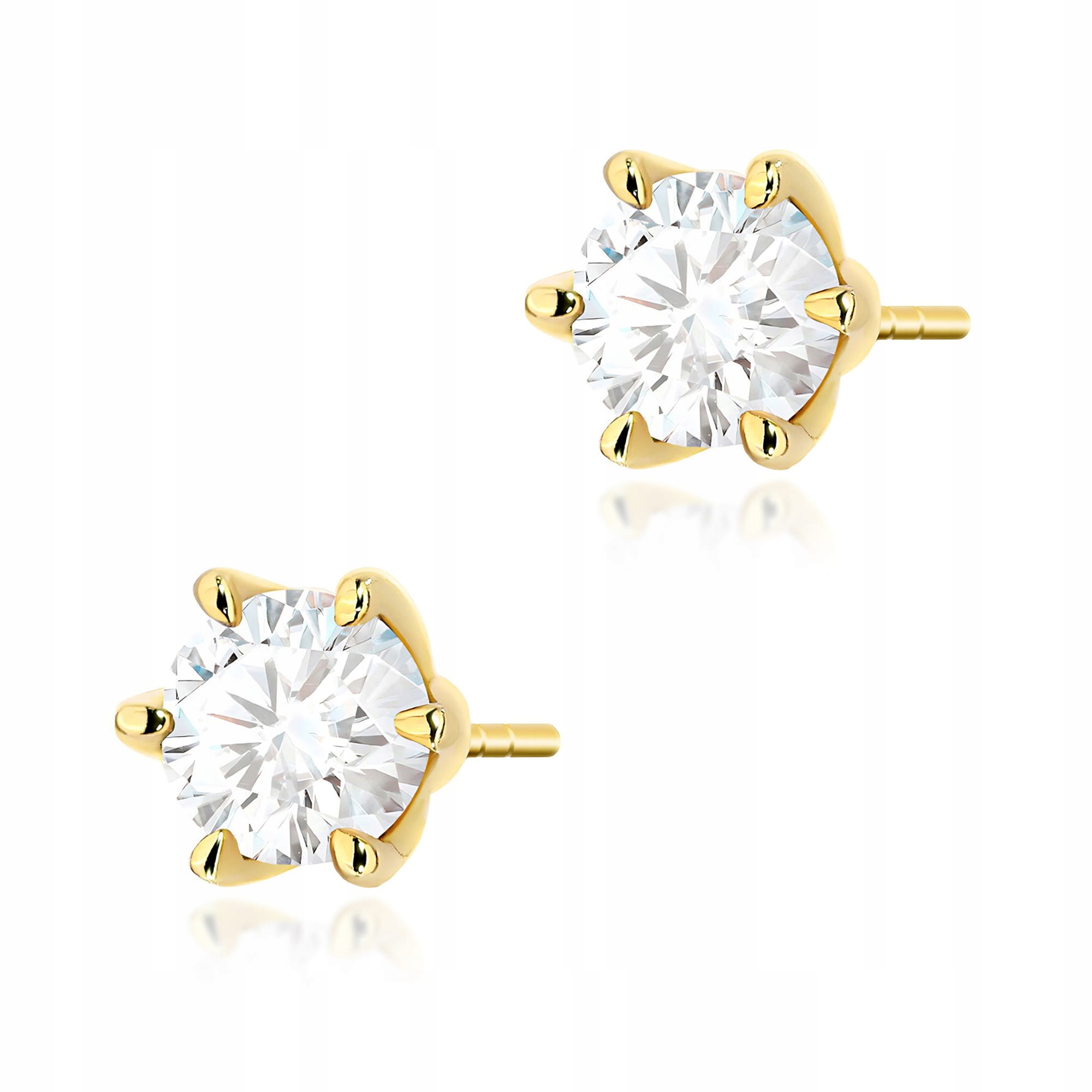 Náušnice ze zlata ryzosti 585 s diamantem na tyči, brilianty, Valentýn 1.00 cm