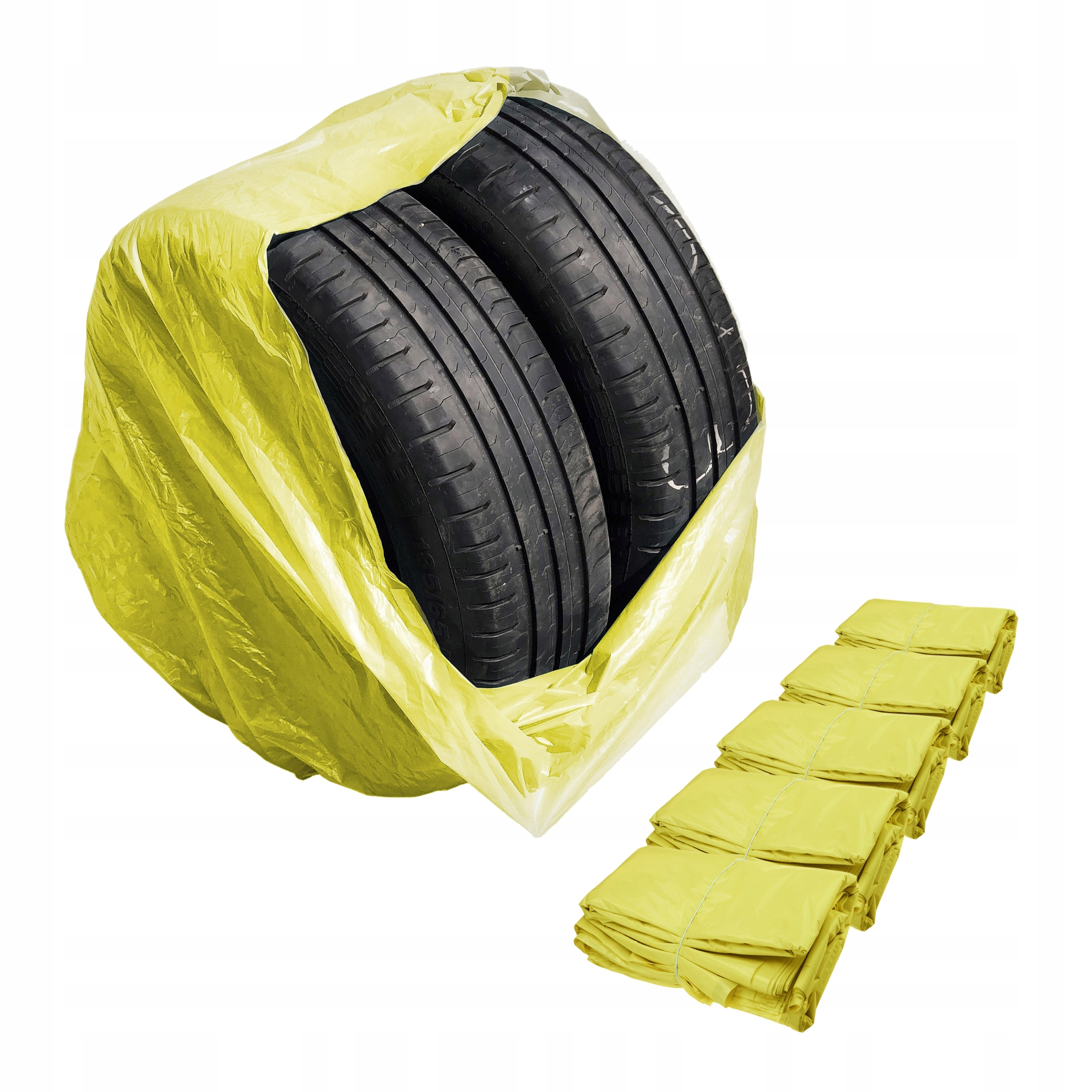 Żółte Duże Worki na opony, koła 100 x 100 cm Ldpe 35µm 160L Stix 100szt.