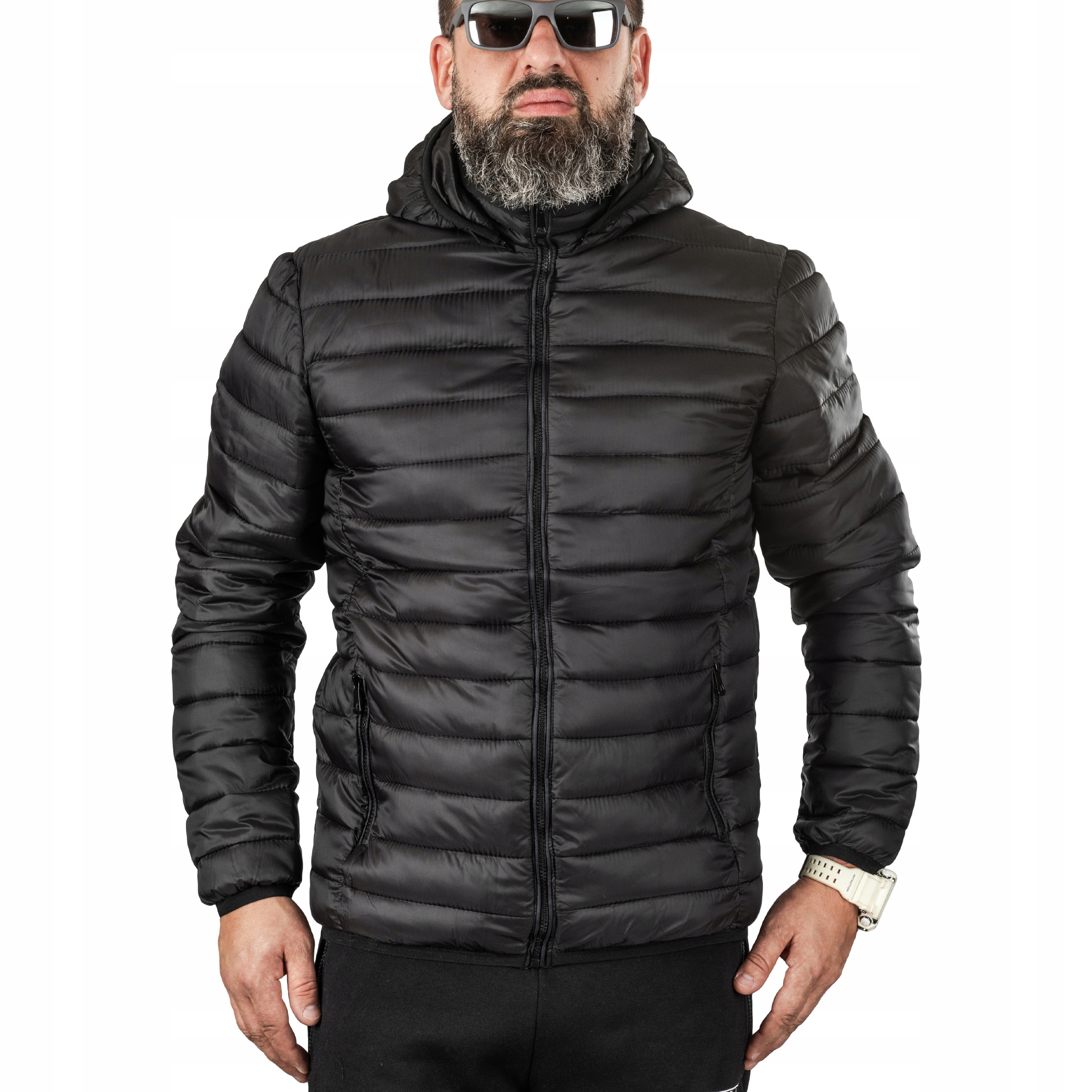 

Pikowana kurtka męska z kapturem Czarna Bixo R.3XL