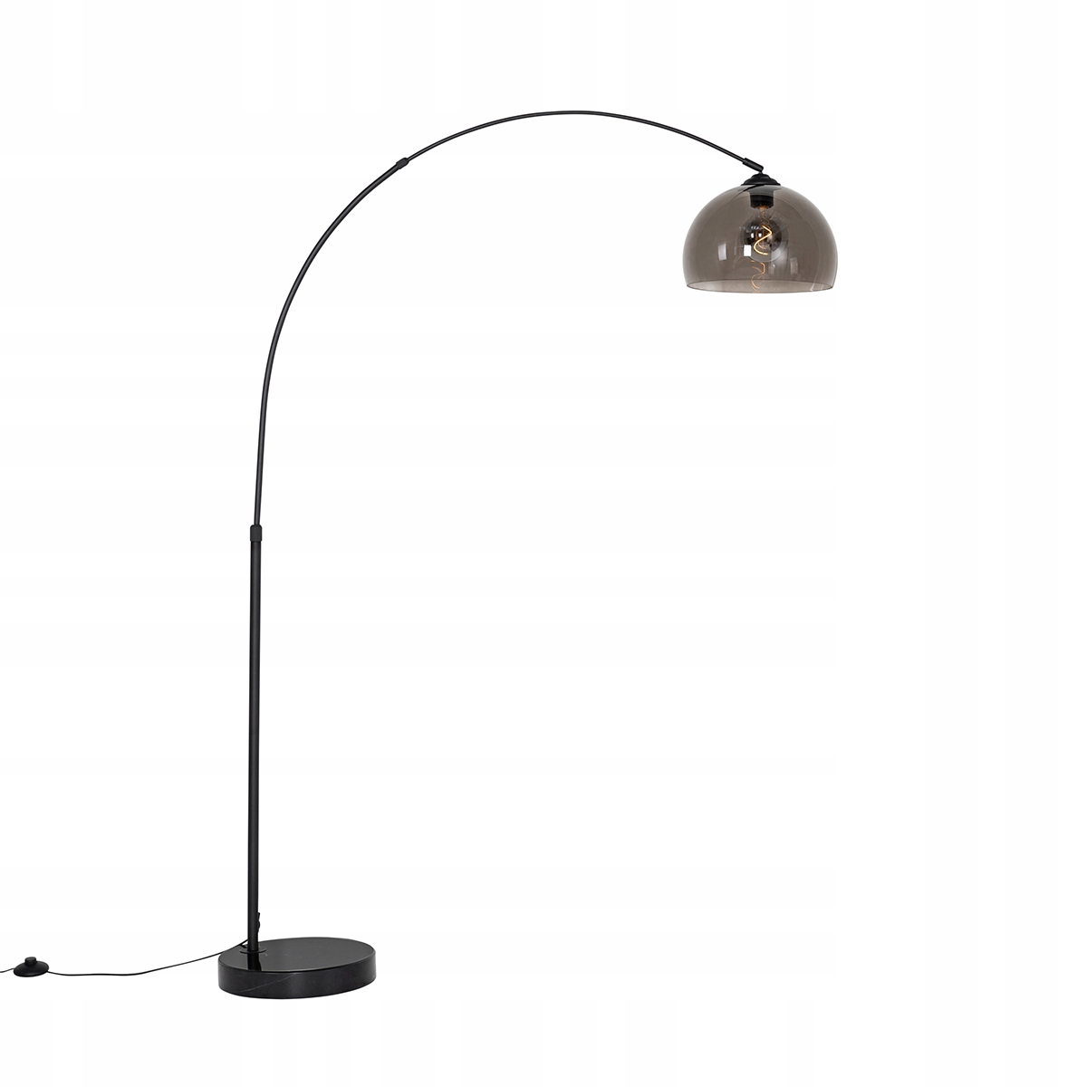 Inteligentna lampa łukowa podłogowa czarna z przydymionym szkłem z WiFi G95