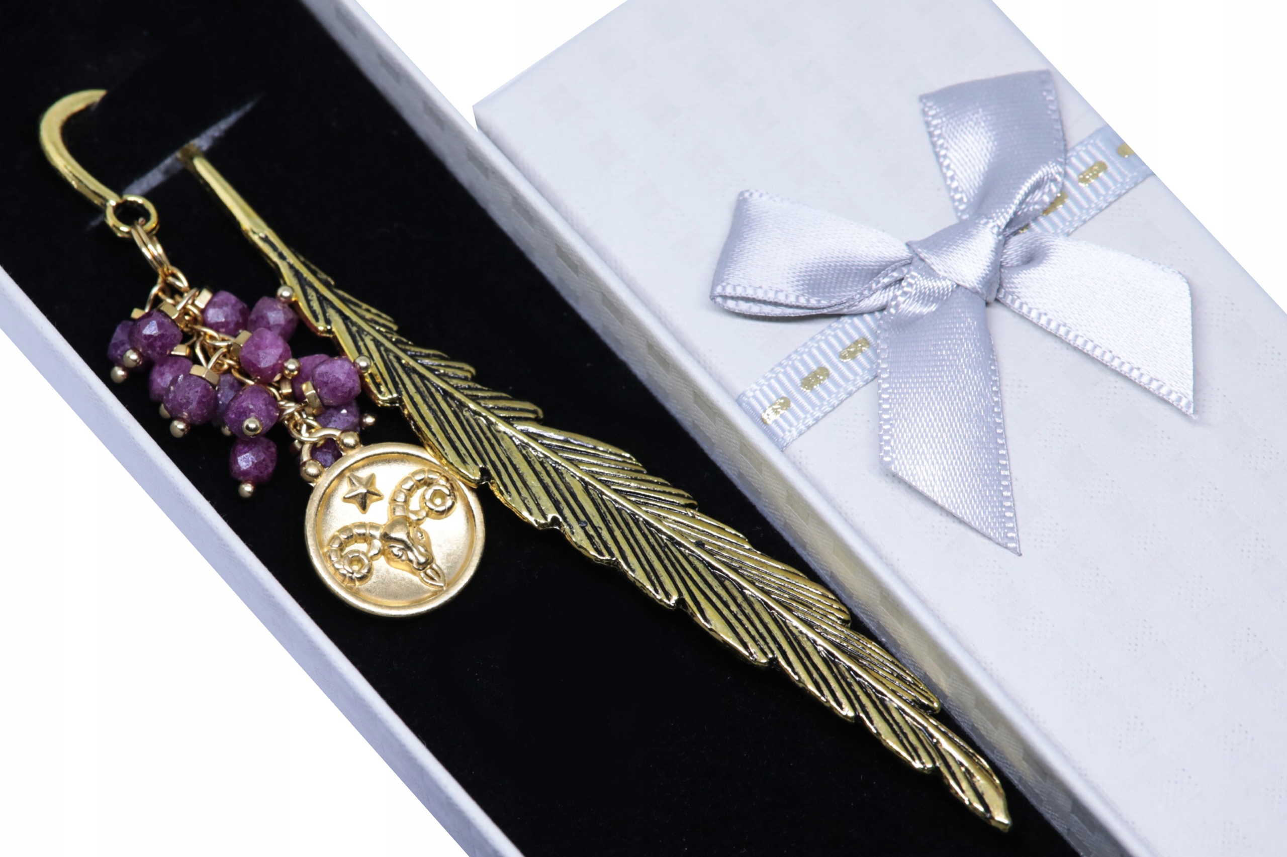 výjimečná Záložka Do Knihy Premium znamení zvěrokruhu Beran Rubín kameny