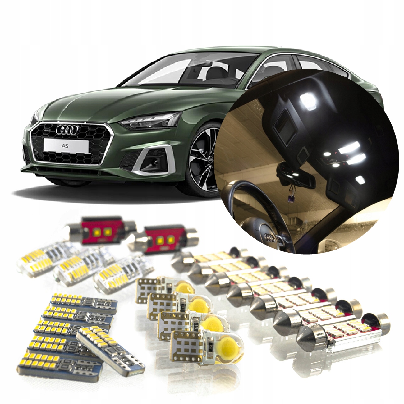 Audi A5 Sportback – Sada Led osvětlení interiéru! Vip