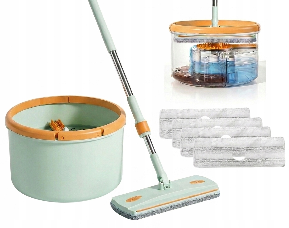 Plochý mop s kbelíkem Separace čisté a špinavé vody až 3,8 l 4 náplně