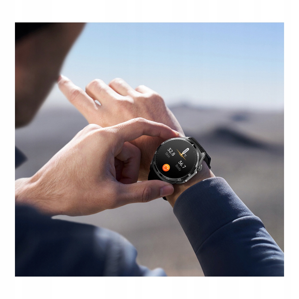 SMARTWATCH ZEGAREK CIŚNIENIOMIERZ EKG GLUKOZA GLIKEMIA HRV ROZMOWY MENU PL Kształt koperty okrągła