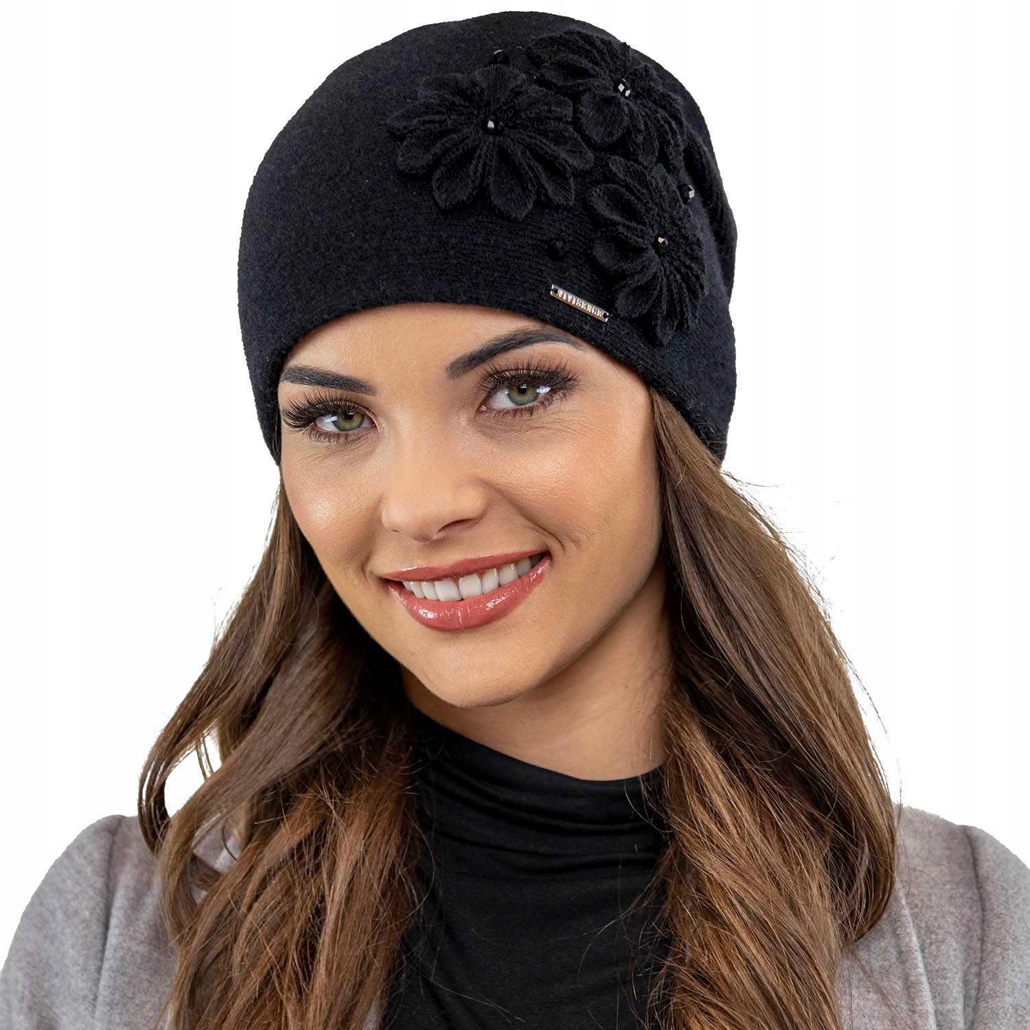 Čepice černá Vivisence 7053 vlna beanie teplá na zimu