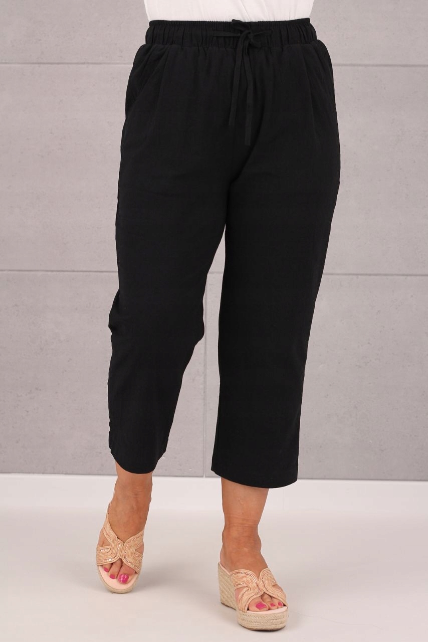 LUŹNE LETNIE SPODNIE RYBACZKI DAMSKIE NA GUMCE DUŻE ROZMIARY BAWEŁNIANE Marka FEMIMODA