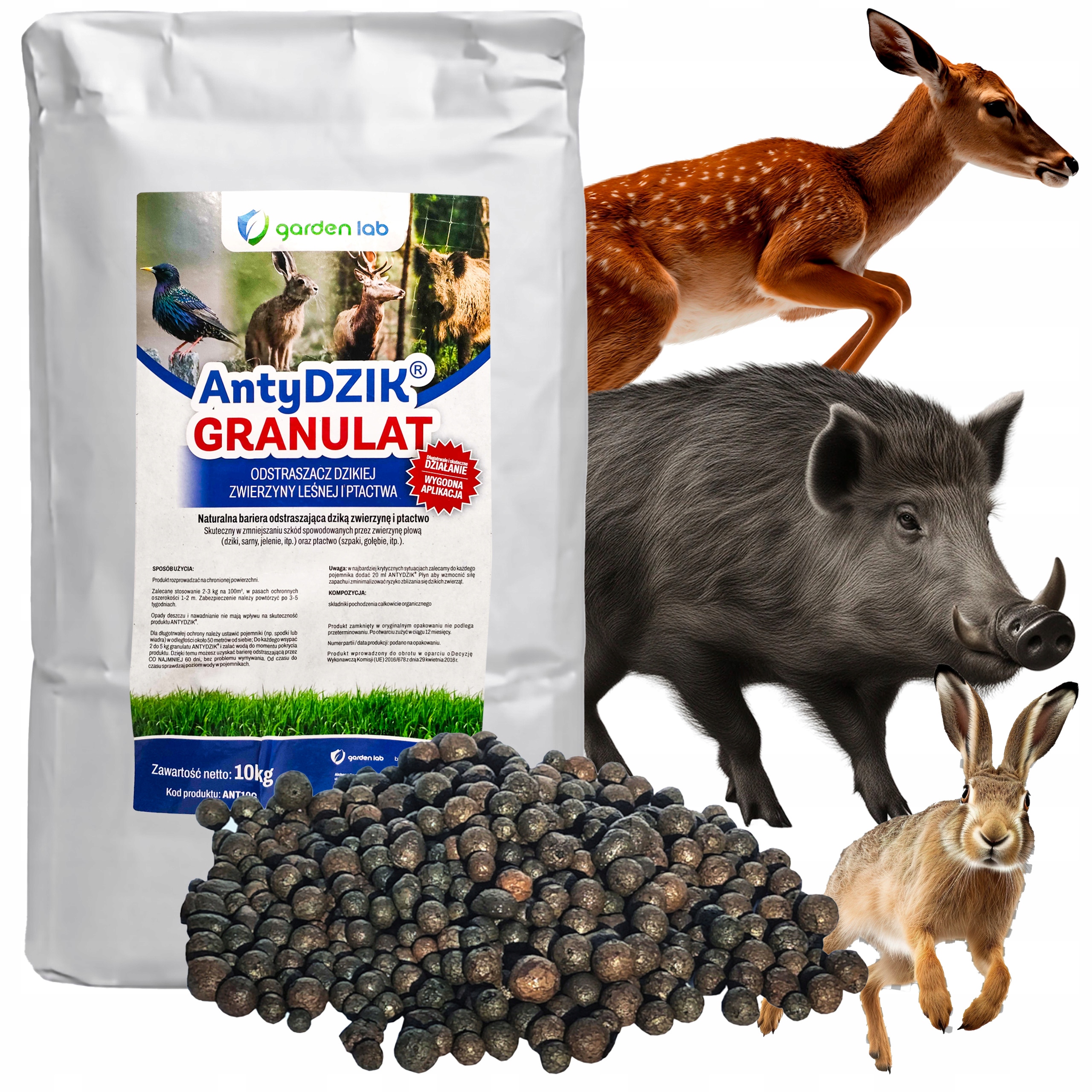 Odstraszacz Środek Granulat Na Dziki Sarny Jelenie Zające Antydzik 10KG