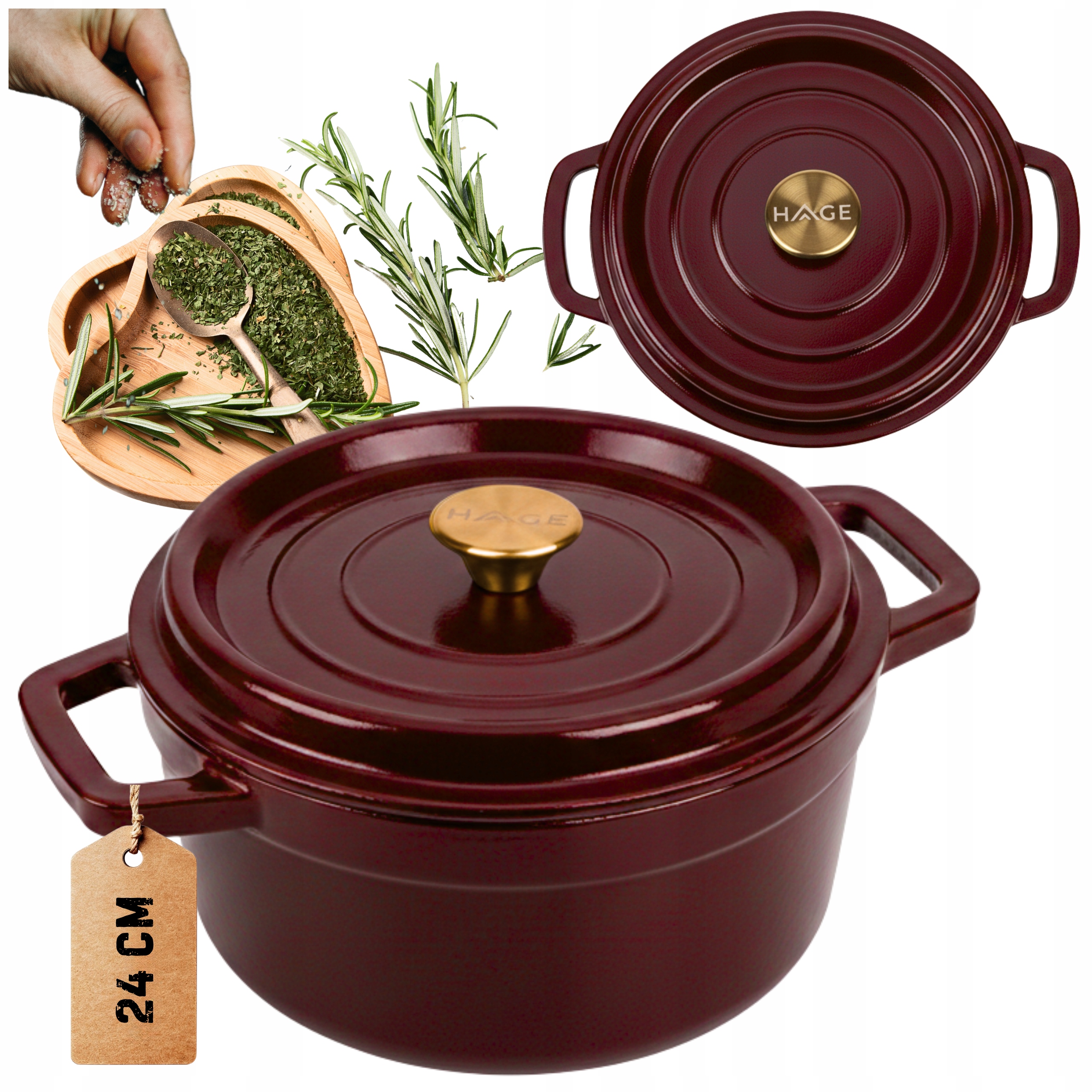 Hrnec 4 L Smaltovaná Poklice Švestkový Plyn Indukce Trouba 24 CM