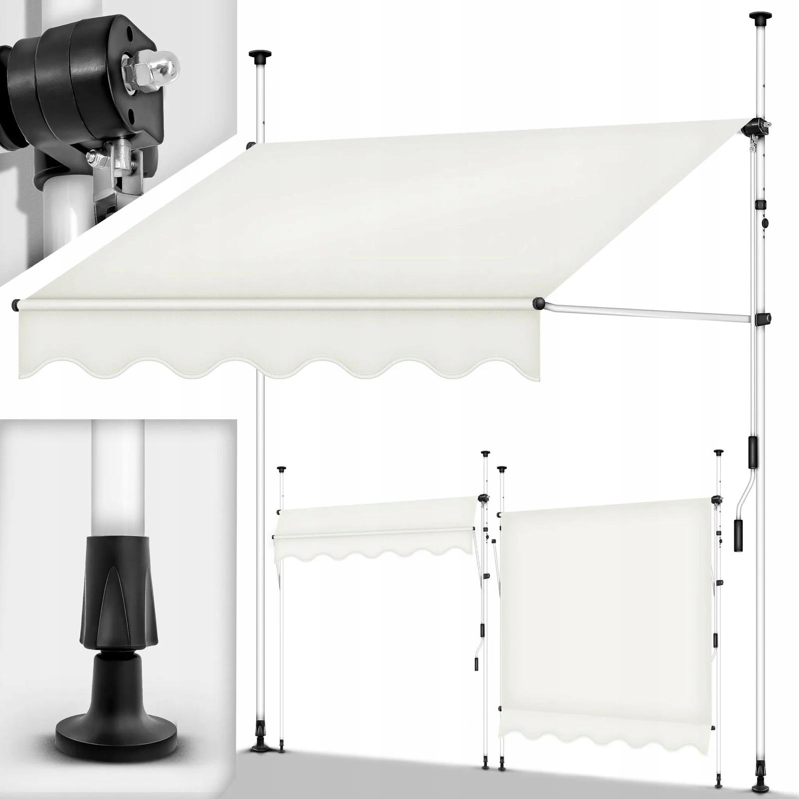 Balkónová slnečná markíza na terasu 250 x 120 cm béžová