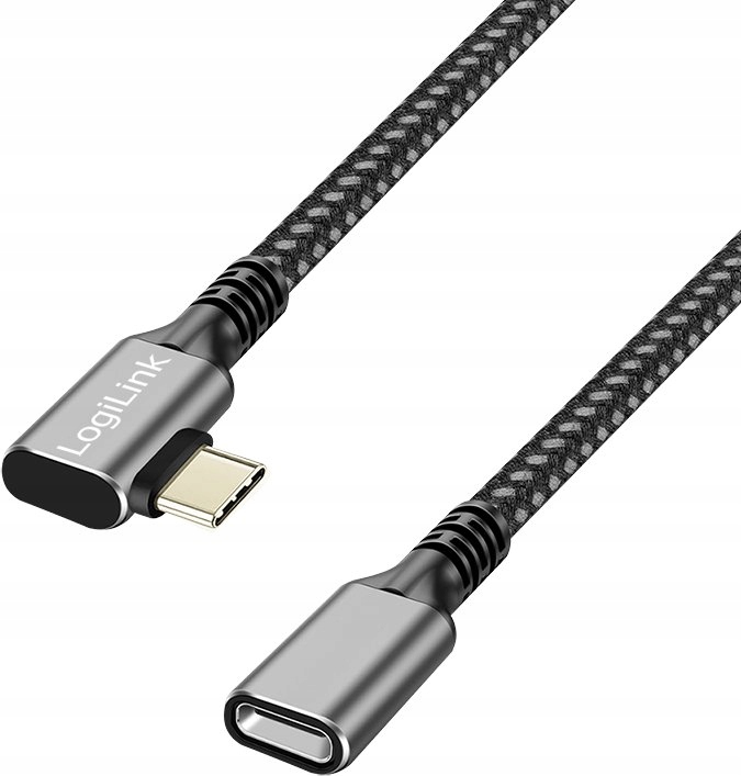 Kabel kąntowy USB-C 3.2 Gen1 2m 5Gbps 100W PD Przedłużacz LogiLink C/M-C/F