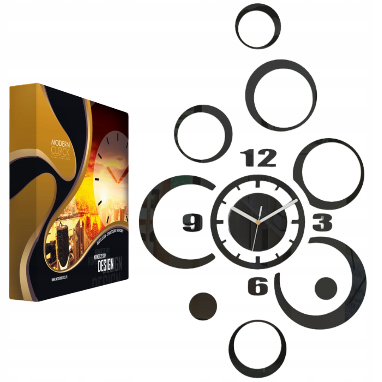 Elegantní akrylové nástěnné hodiny Aksel Alladyn Black Černá Měsíční kola