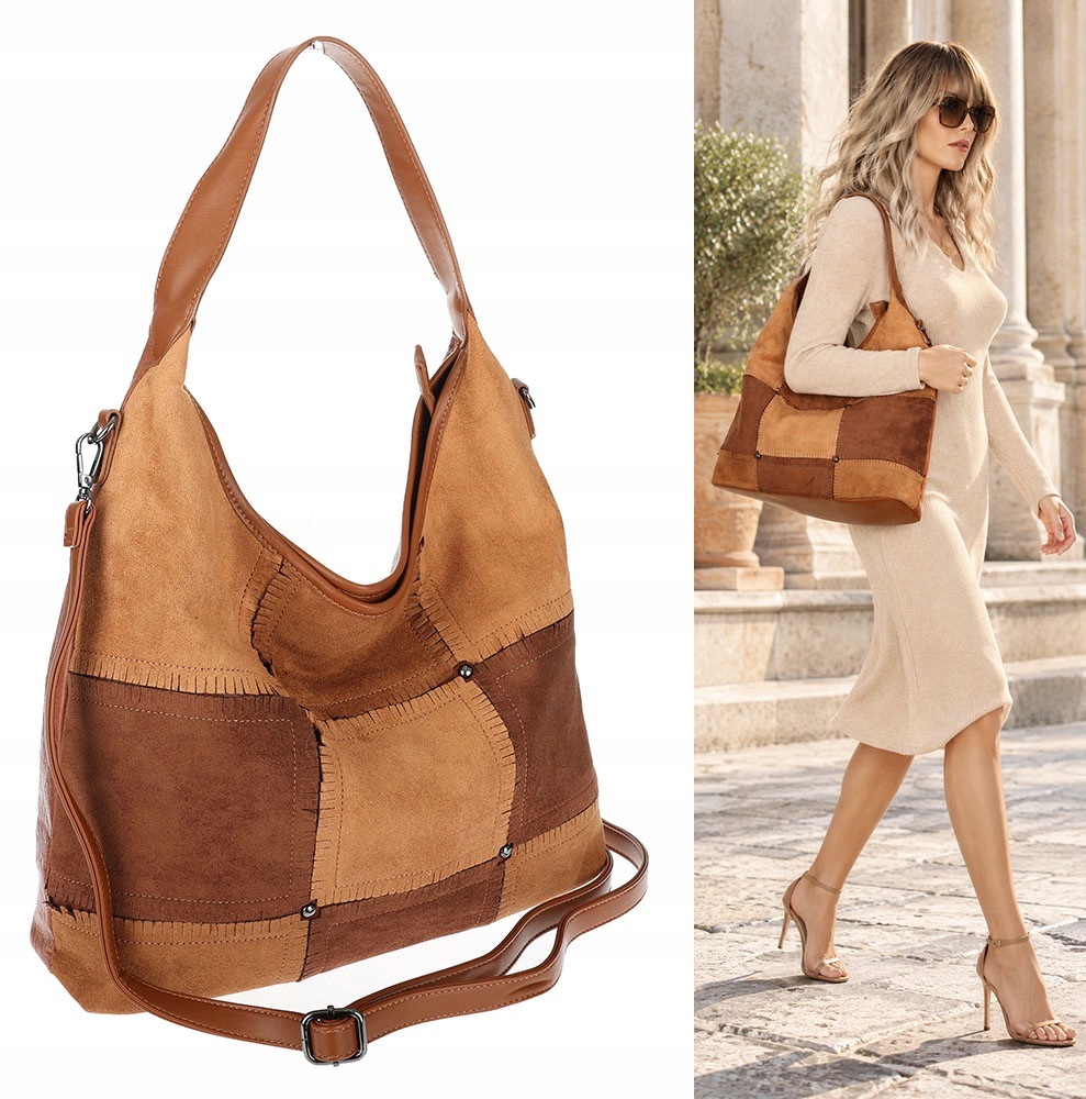 Dámská semišová kabelka shopper taška módní taška DC558 Hnědá