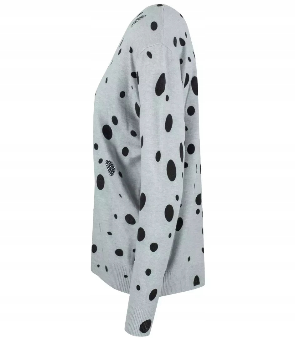 Krótki sweter w kropki i cyrkonie LIZA (Szary) L/XL Waga produktu z opakowaniem jednostkowym 0.45 kg