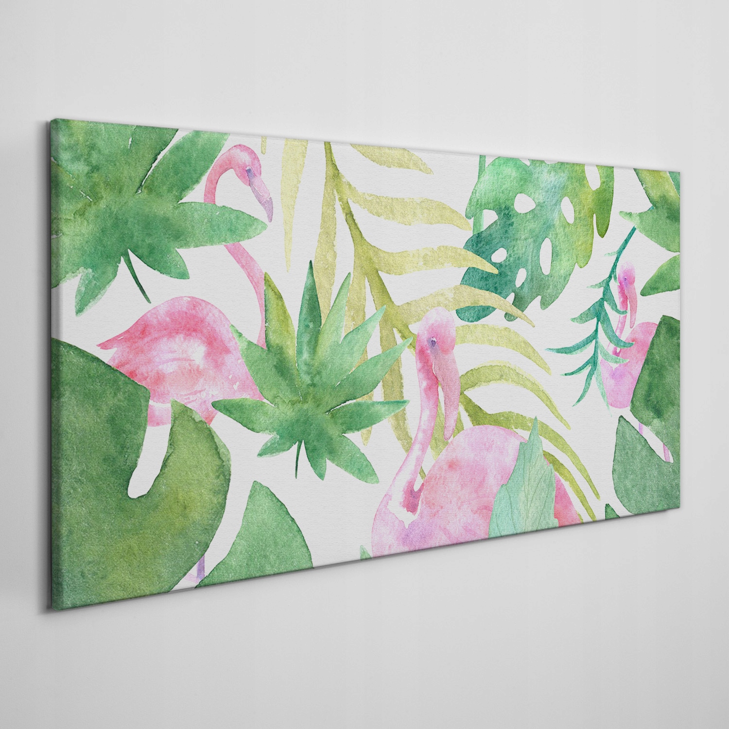 

Płótno foto obraz na ramie Liście flamingi 100x50