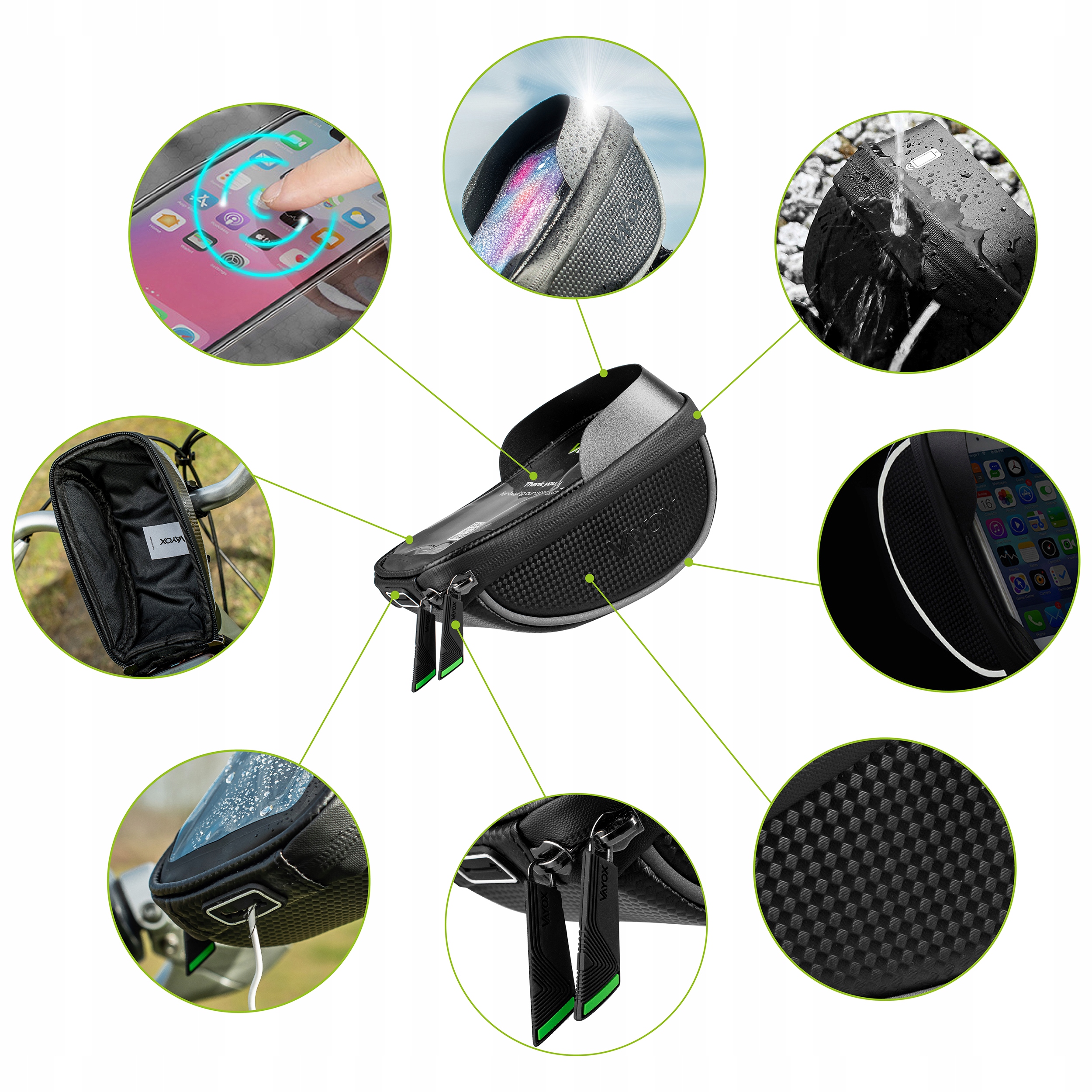 SAKWA ROWEROWA UCHWYT NA KIEROWNICE ETUI NA TELEFON WODOODPORNA VAYOX Pojemność 1 l