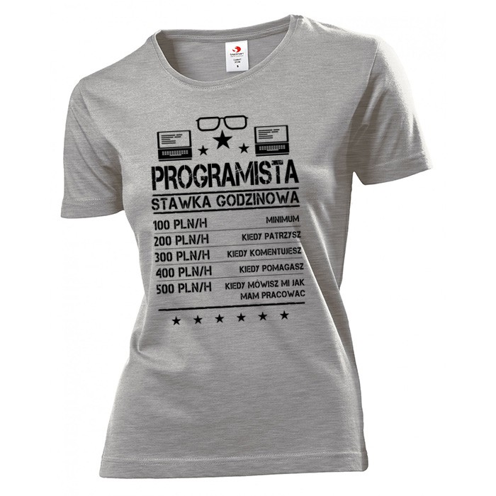 

Koszulka damska Programista stawka godzinowa XXL