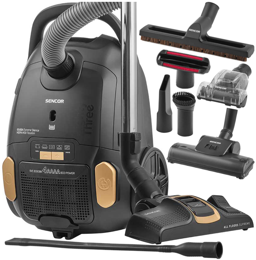 Odkurzacz workowy Sencor Svc 8330BK 3L 800W Hepa H13 4AAAA tylko 68dB