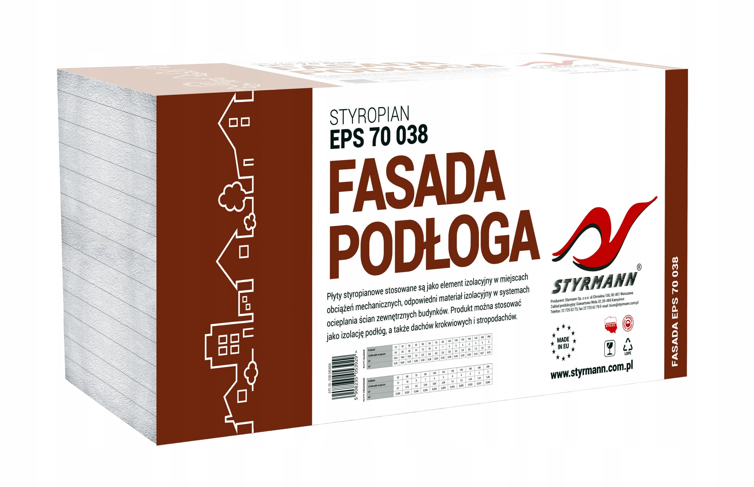 

Styropian Fasada Eps 70 038 / 16cm / paczka 1,5m2