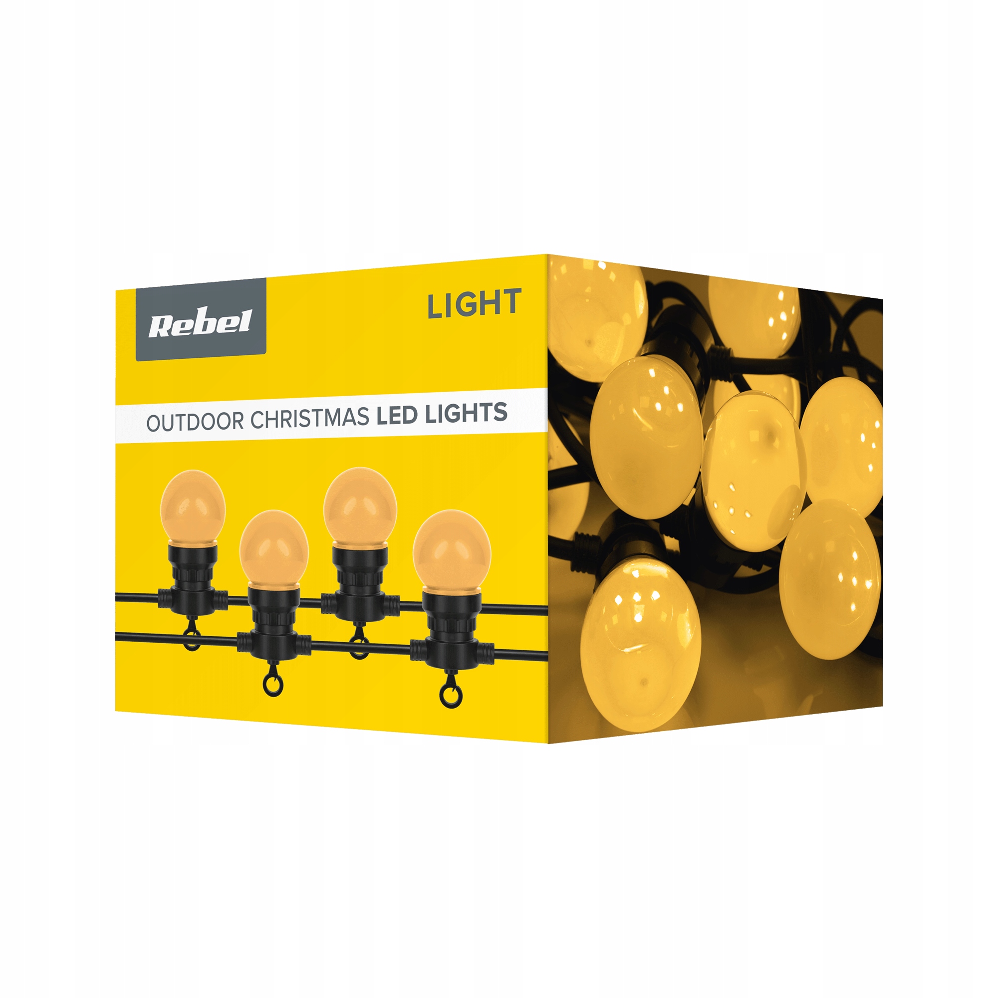 Venkovní lampy Rebel, teplé bílé koule, girlanda 230V 6 m