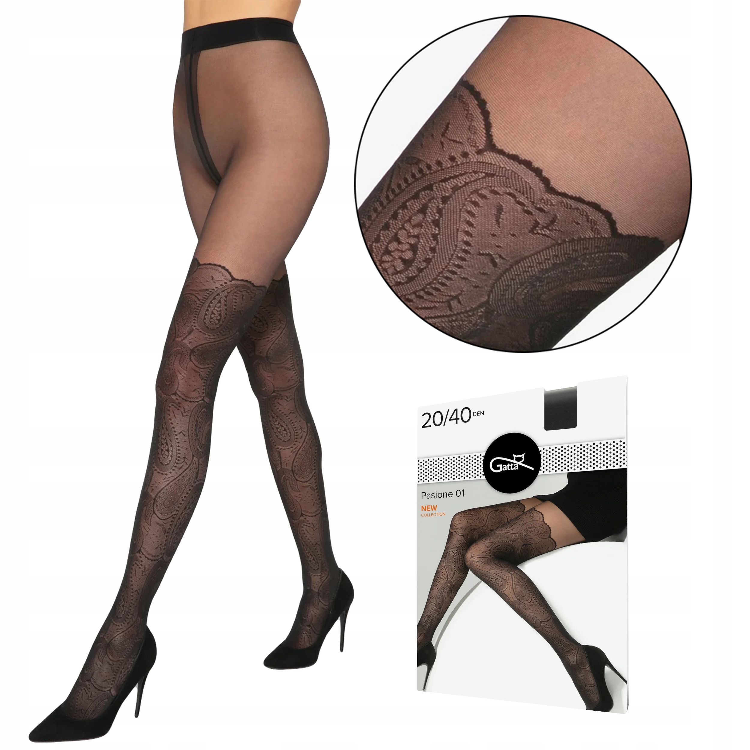 

Grube rajstopy Gatta Pasione 01, mikrofibra, 4-L