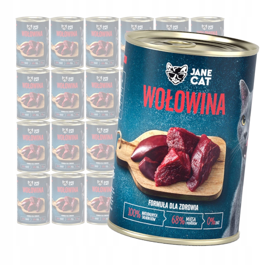 Levně Jane Cat Premium Vlhké Krmivo Pro Kočky Hovězí 24x400g