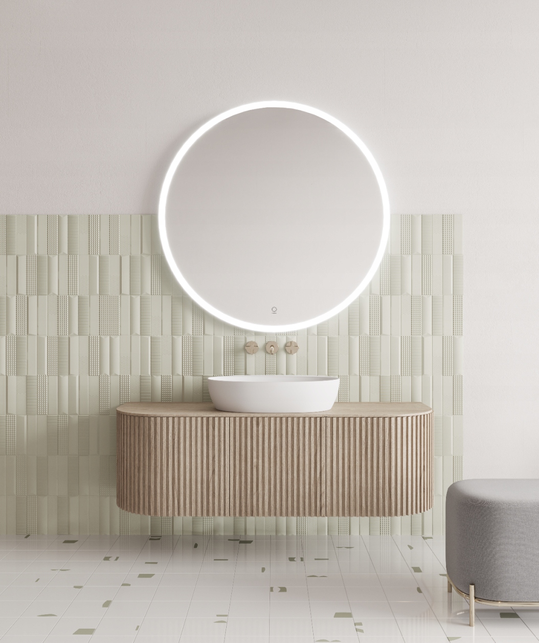 Kúpeľňové zrkadlo s Led podsvietením fi80 cm Perle Hozze