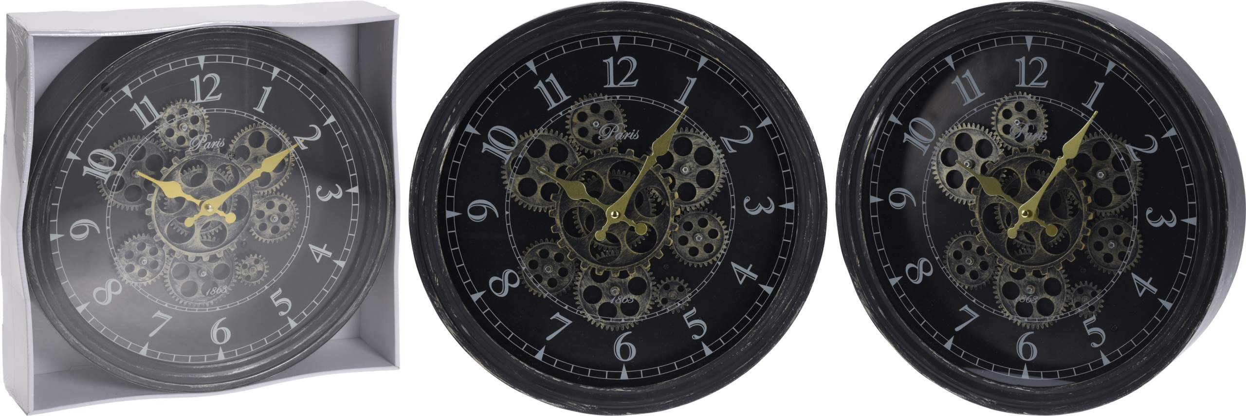 ZEGAR ŚCIENNY MĘSKI Z RUCHOMYMI TRYBIKAMI