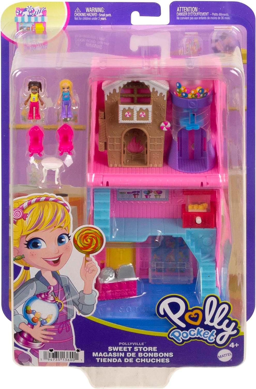 POLLY POCKET SKLEPIK ZE SŁODYCZAMI + 2x LALECZKA HNB03 Bohater Polly Pocket