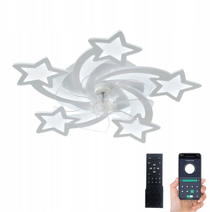 Lampa Sufitowa Led Żyrandol Biały Wiatrak Wentylator Sufitowy Nowoczesny