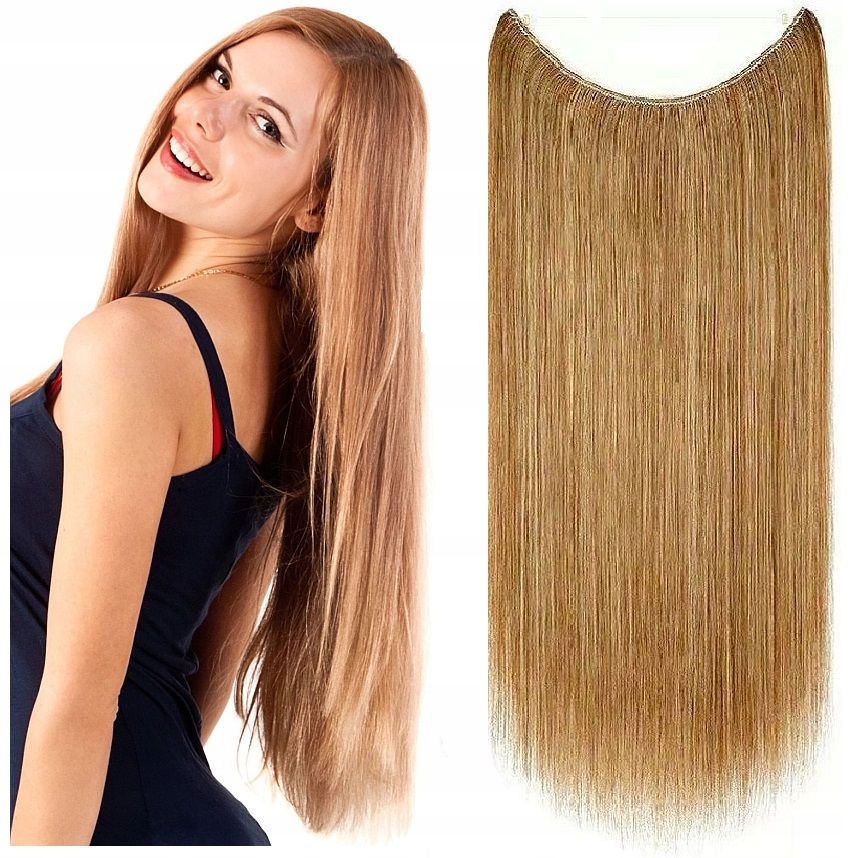 Flip-in Přírodní Vlasy Na Vlasci Bez Sponek 40 CM teplá blond 14