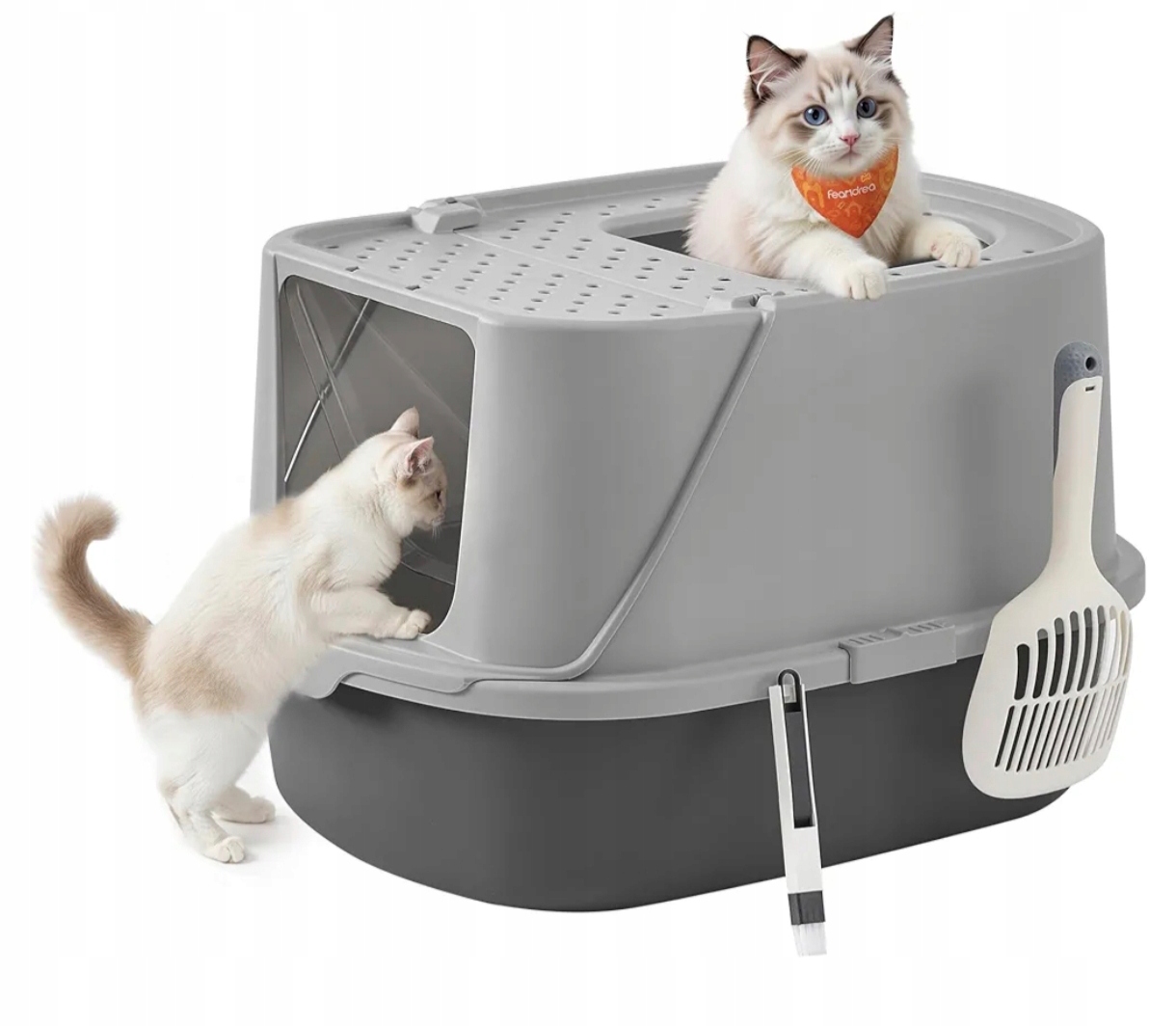 Levně Feandrea Toaleta Pro Kočky Velká XXL, Šedá