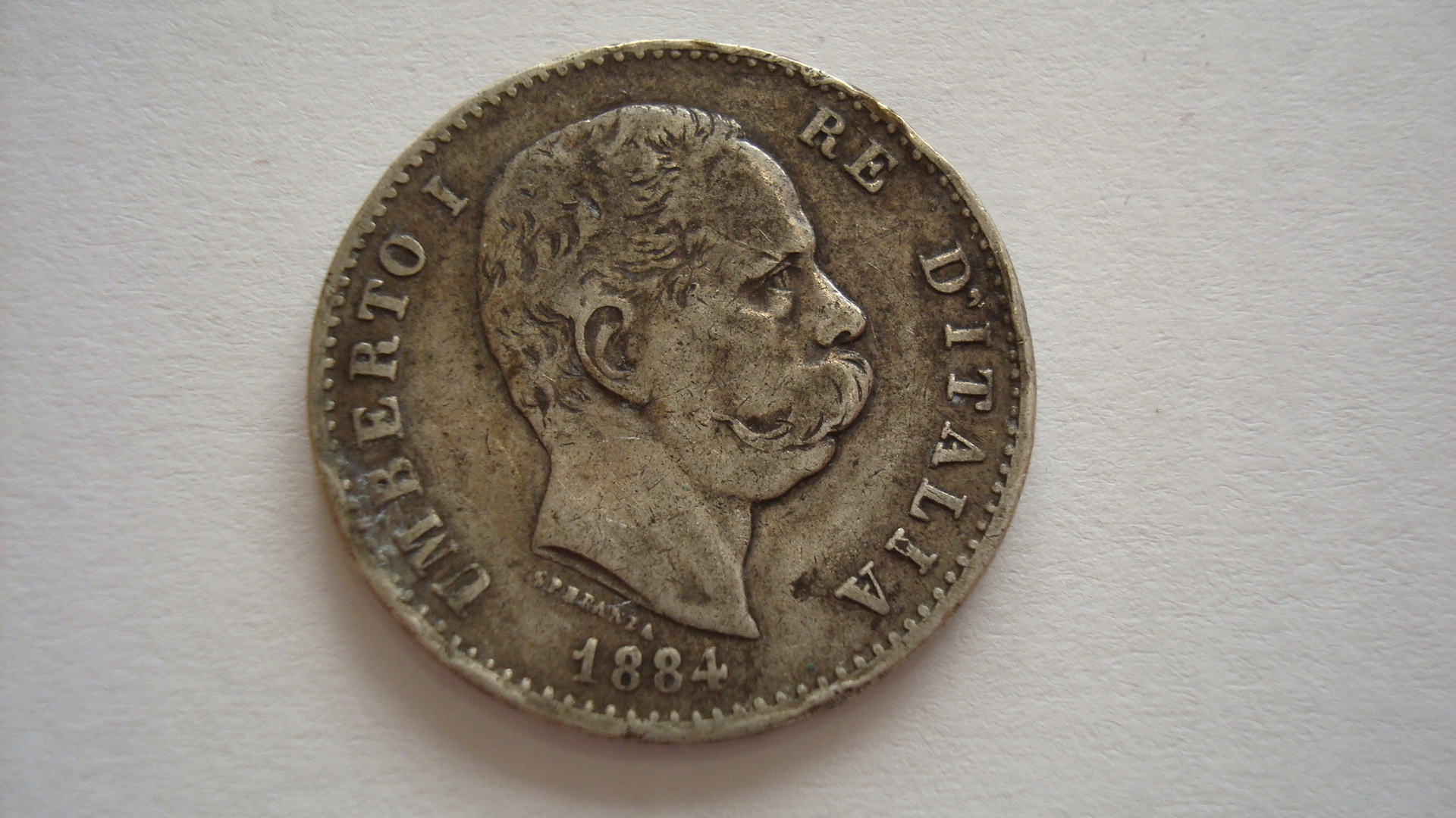 Moneta Włochy 1 lira 1884 stan 3-