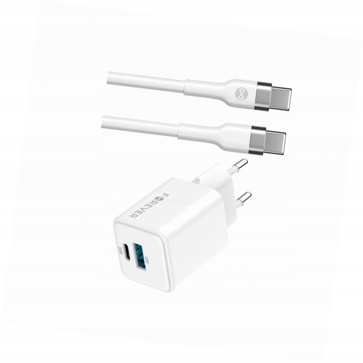 Szybka ładowarka GaN 30W 2 wejścia Usb i Usb-c z kablem do Realme C55 4G