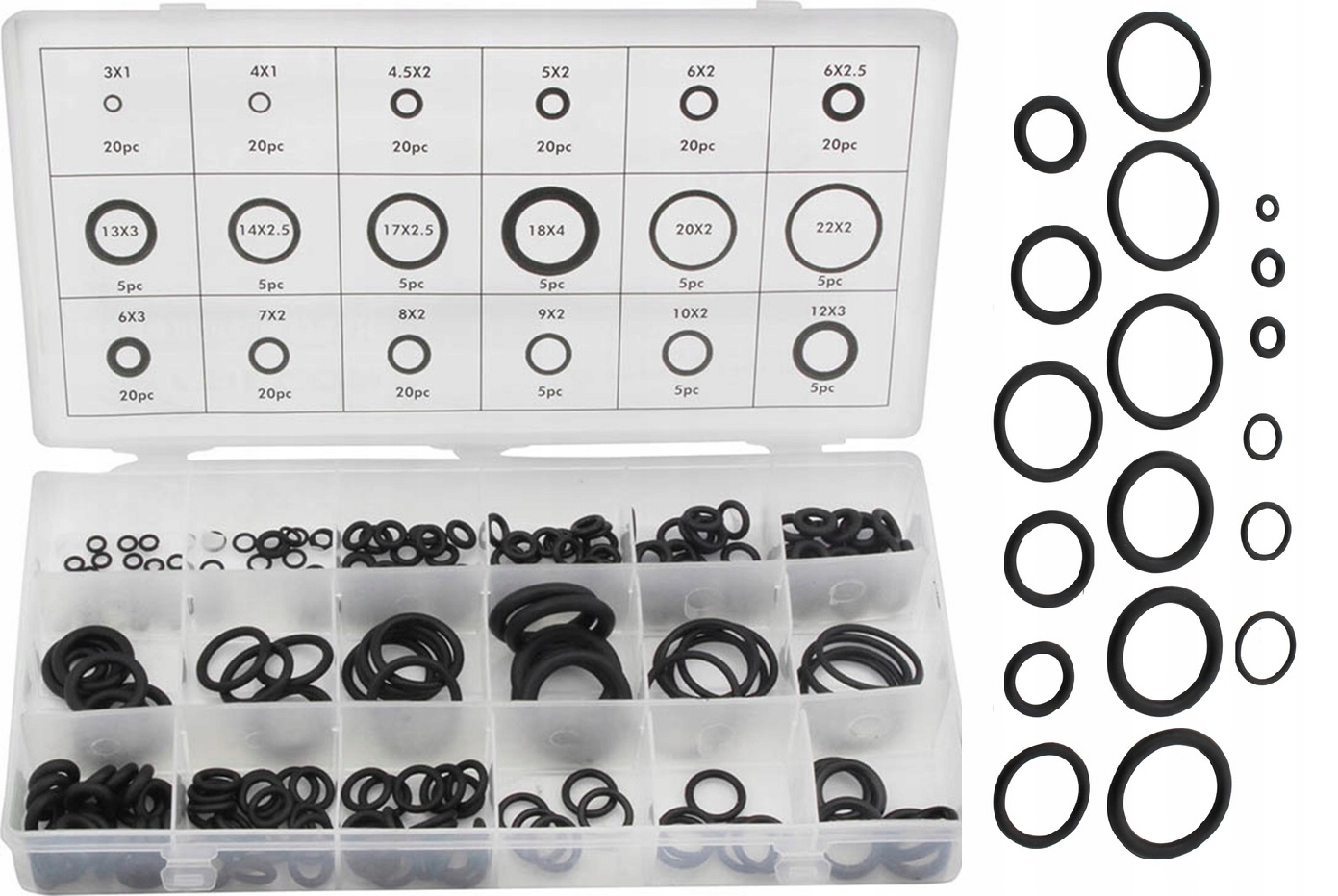 ORINGI USZCZELKI ZESTAW OLEJOODPORNE 225 SZTUK