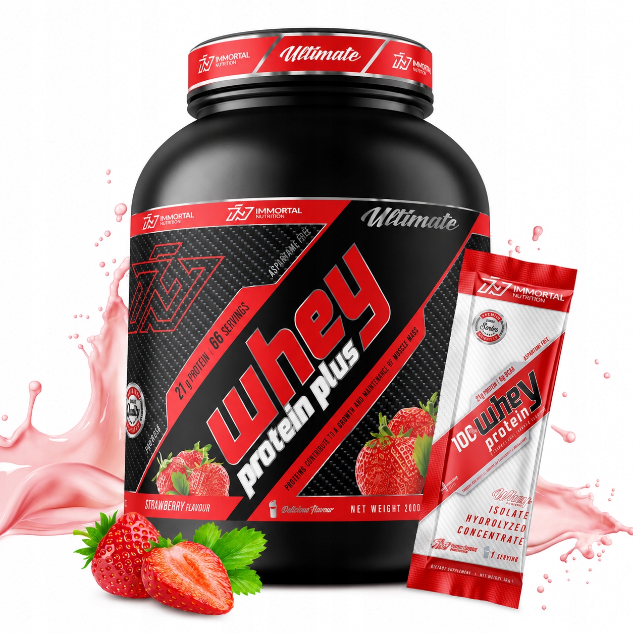 Immortal Whey Protein Plus 2000G Jahoda Jahodový Wpc Protein