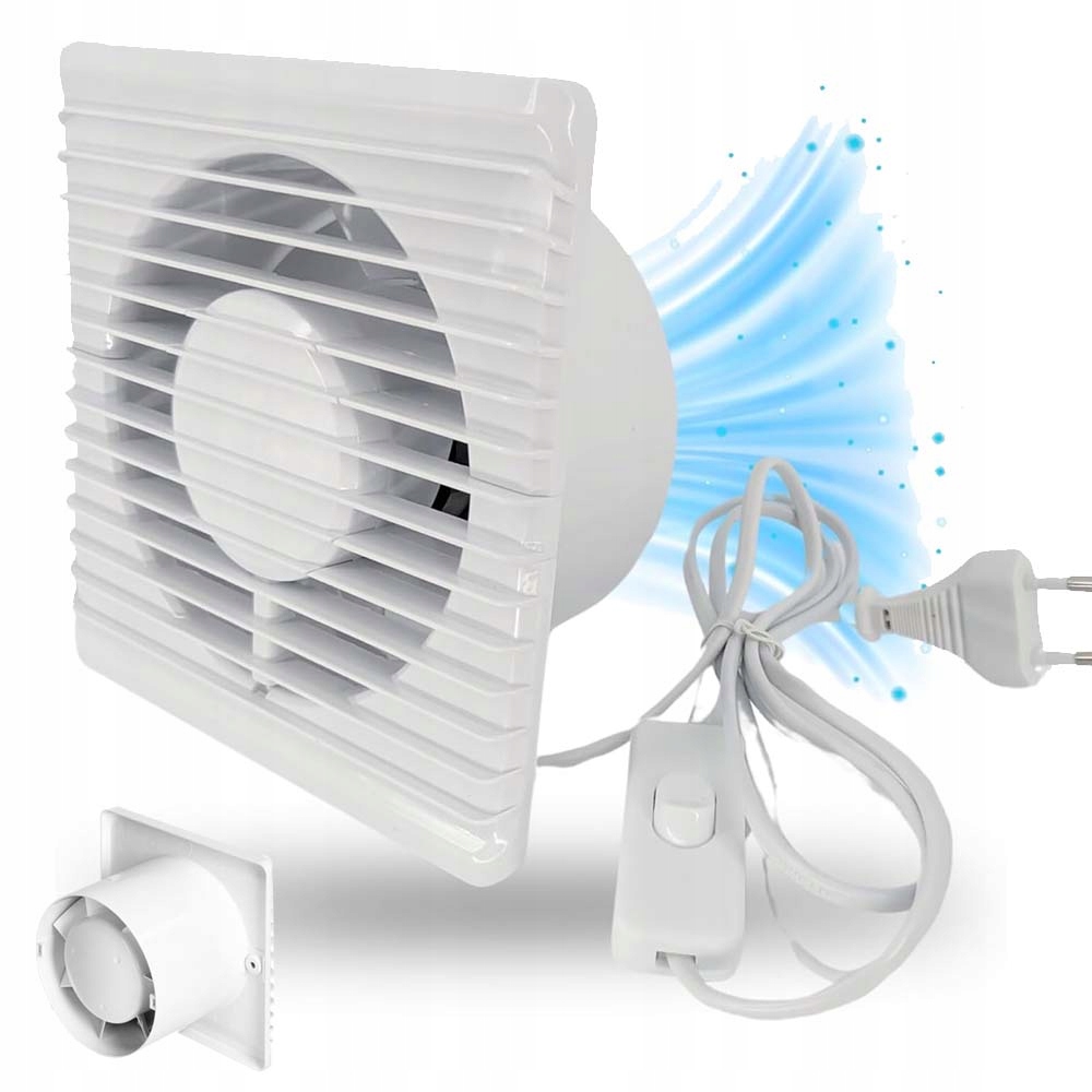 Nástěnný Ventilátor 100MM S Zpětnou Klapkou 8W Tichý Bílý
