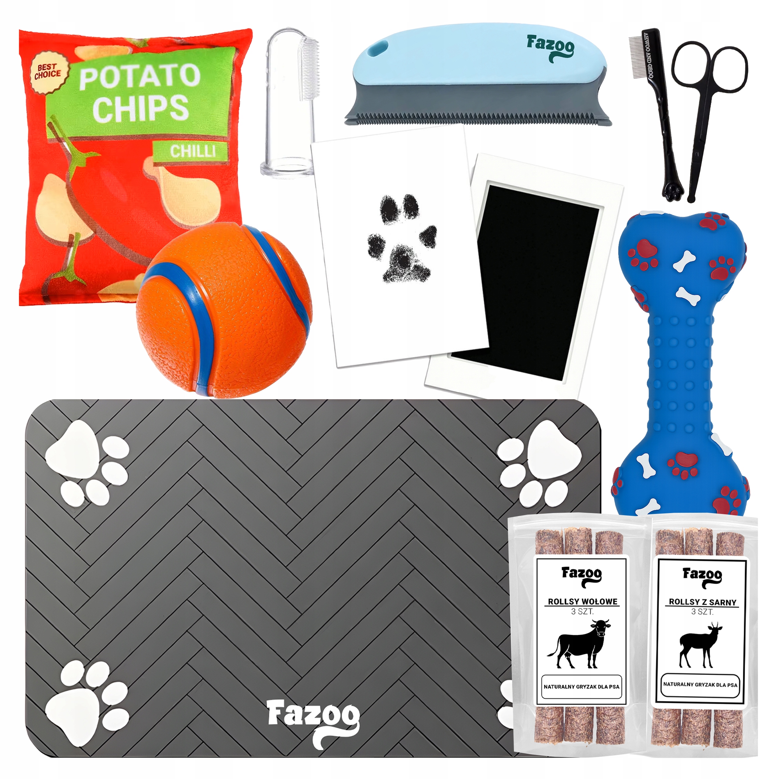 Levně Dárková Sada Vánoční hračky pro psa Pochoutky Čistič rohoží 10 ks