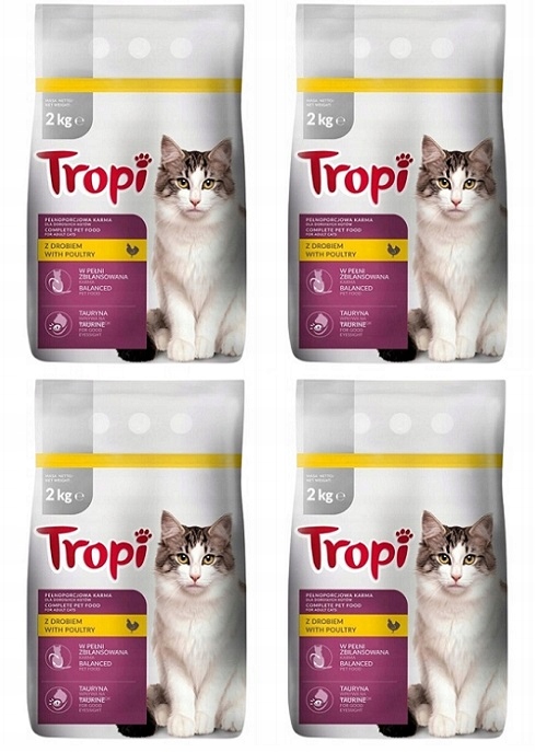 Krmivo suché Tropi pro kočky s drůbežím masem 2 kg x 4 ks Drůbež Kočka