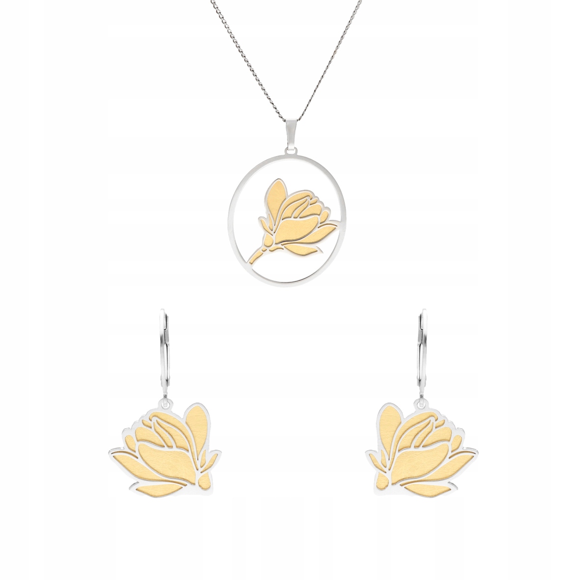 Komplet zlatý květ titan stříbro