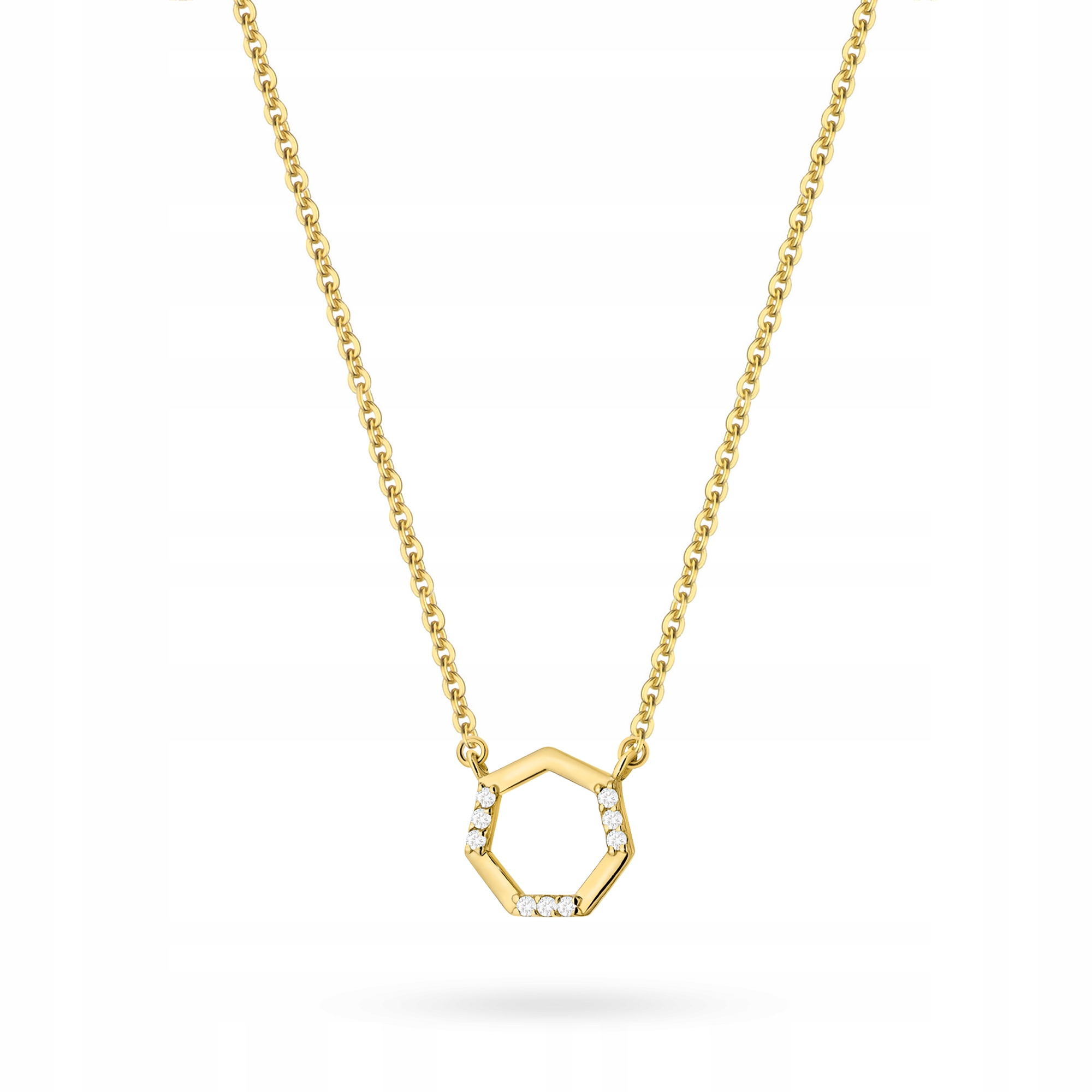 Zlatý Řetízek Dámský Náhrdelník pr. 585 Přívěsek s bílými zirkony 14k