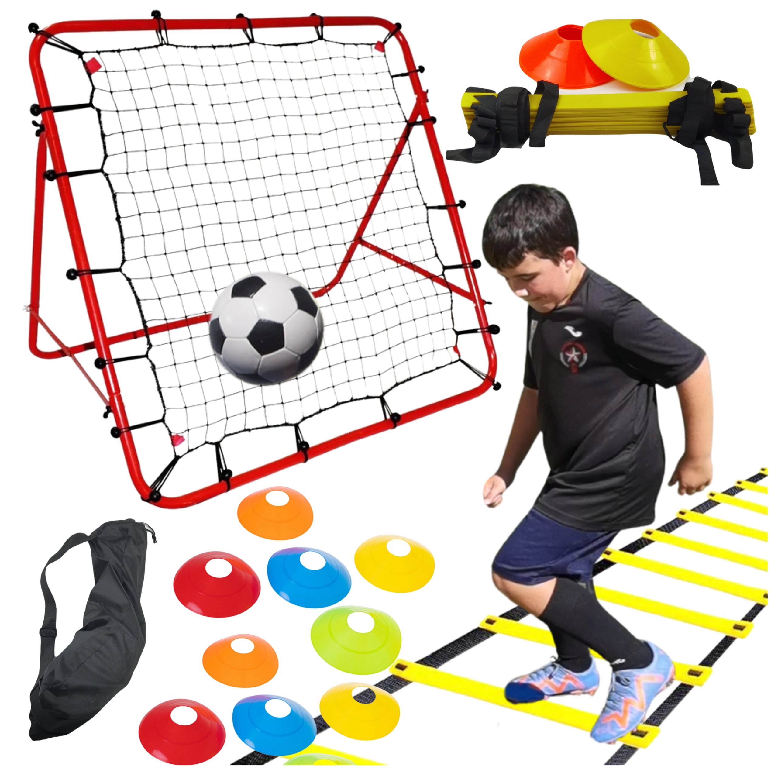 13w1 Piłkarski Drabinka Koordynacyjna Pachołki Trenażer Rebounder Zestaw