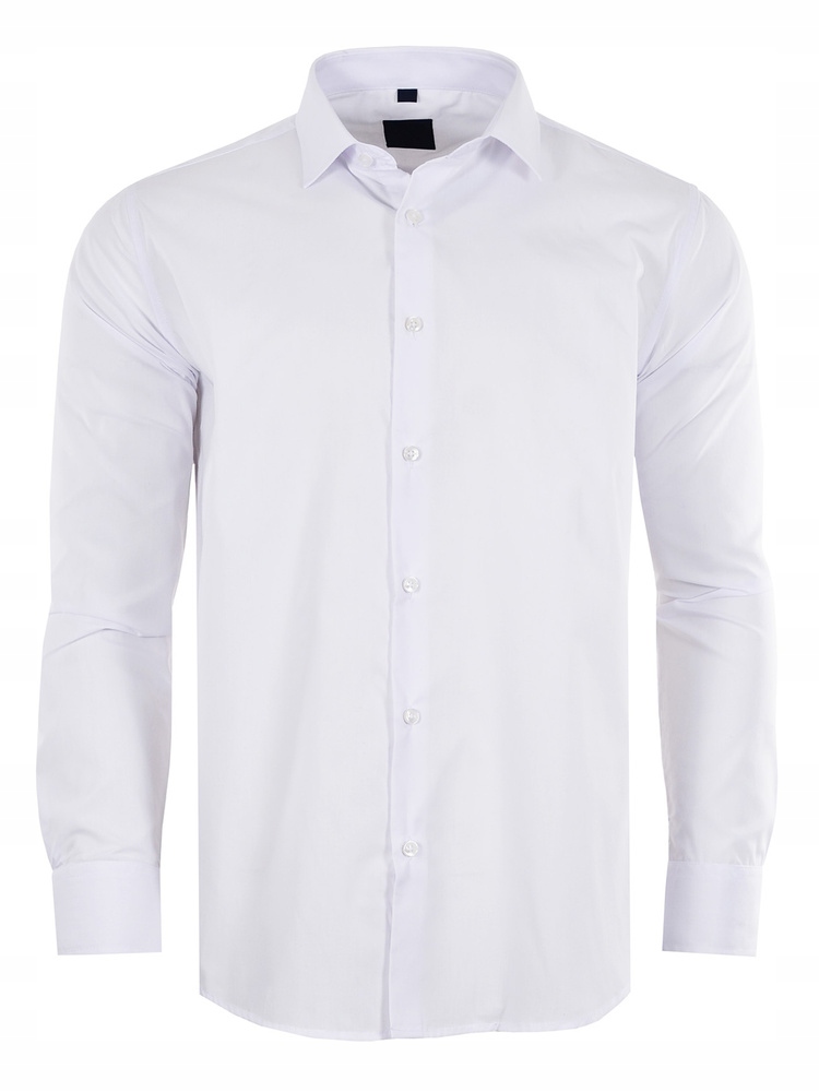 Koszula Gładka Biała Długi Rękaw 38/39