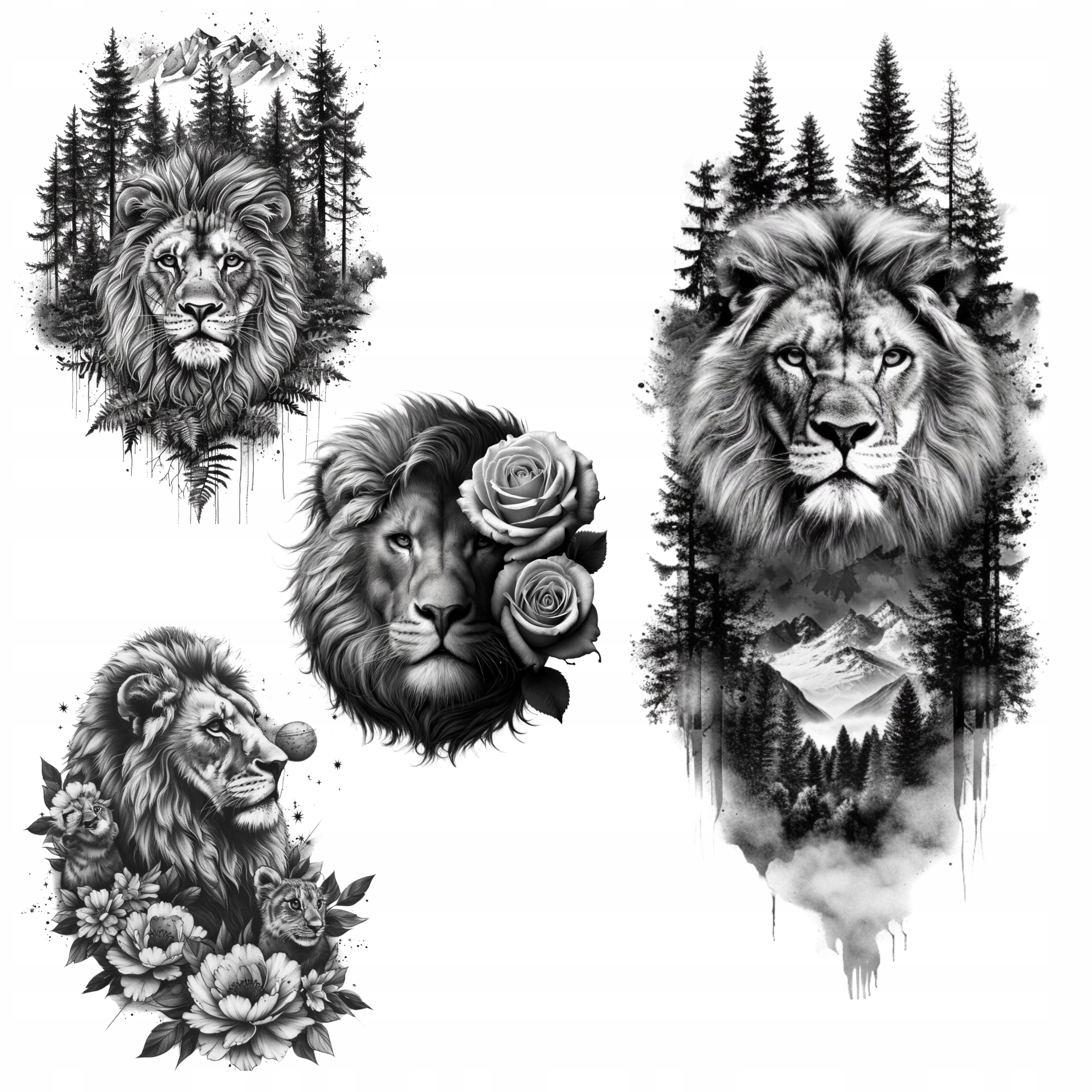 TATUAŻ TYMCZASOWY NA RĘKĘ RAMIĘ - MĘSKI DAMSKI - DUŻY LEW XXL Marka inny