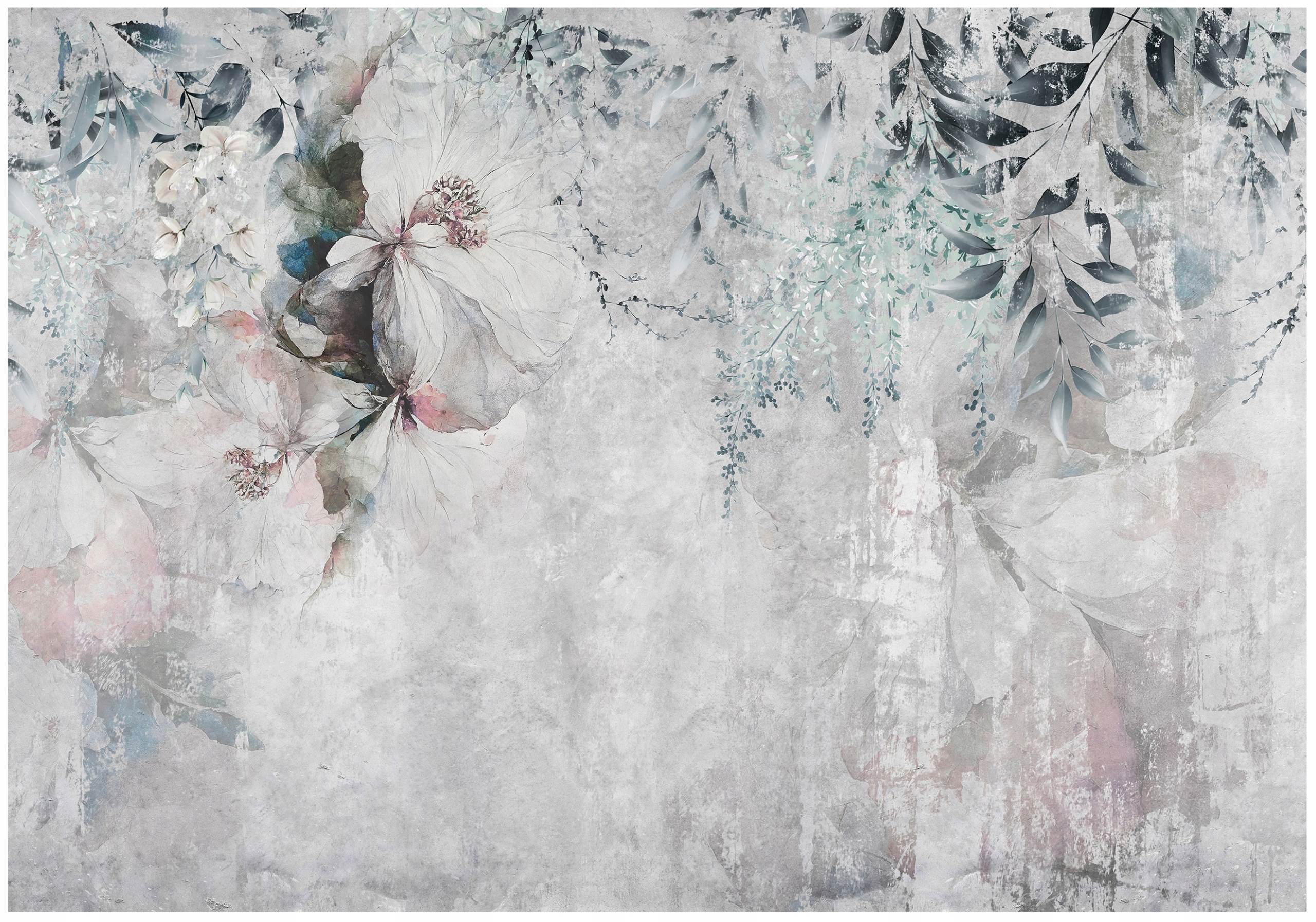 Fototapeta Květiny Na Betonu Listy Do Ložnice Obývacího Pokoje Tapeta 300x210