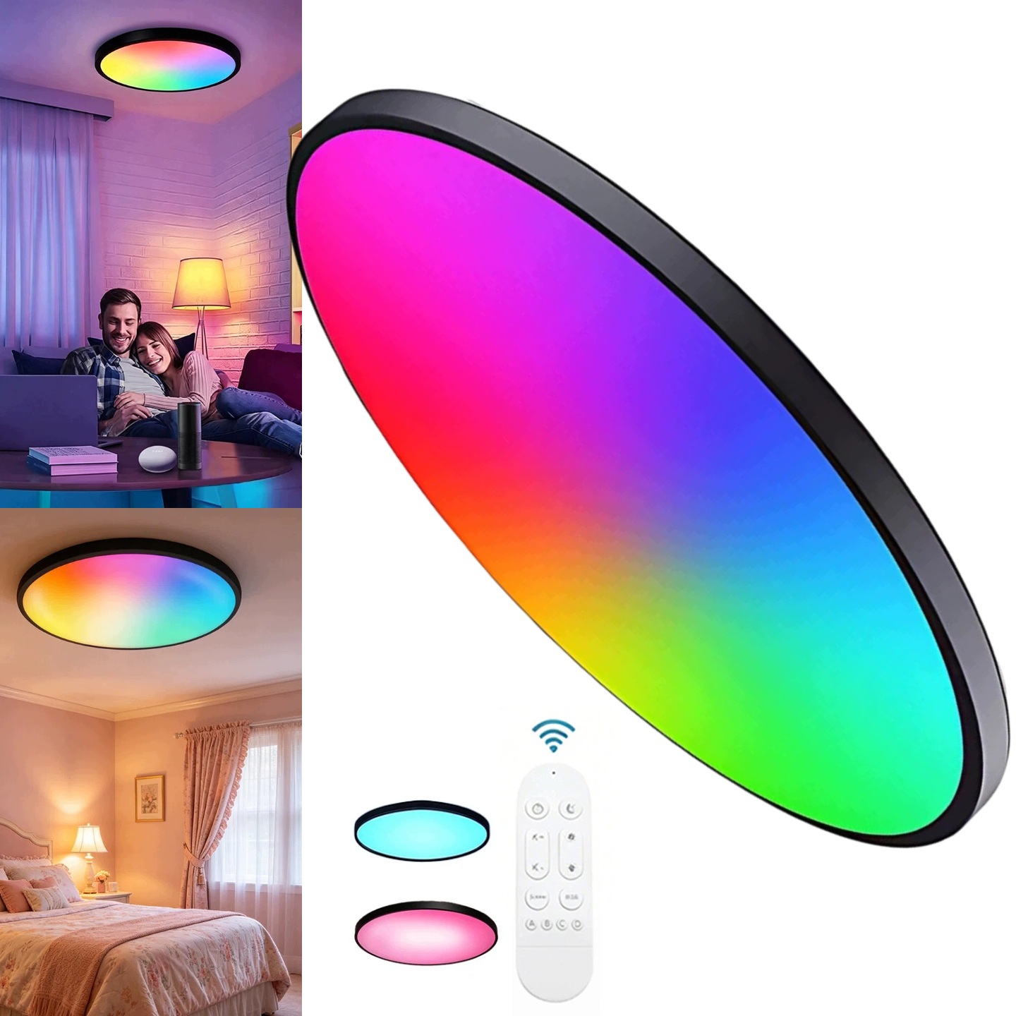 Lampa Sufitowa Plafon Led Rgb Cct Okrągła Kolorowa