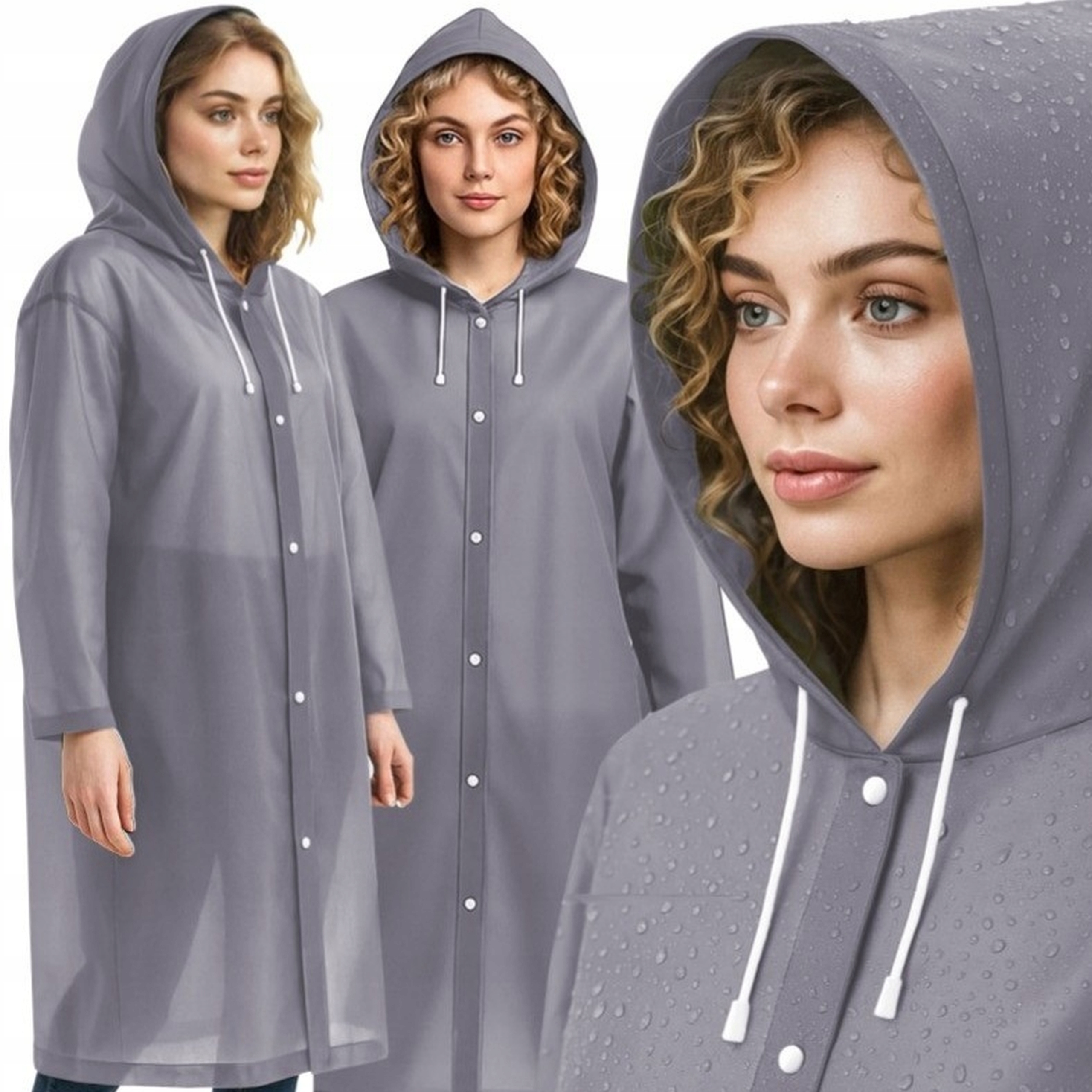 PŁASZCZ PRZECIWDESZCZOWY PELERYNA NA DESZCZ DAMSKI MĘSKI Z KAPTUREM DŁUGI