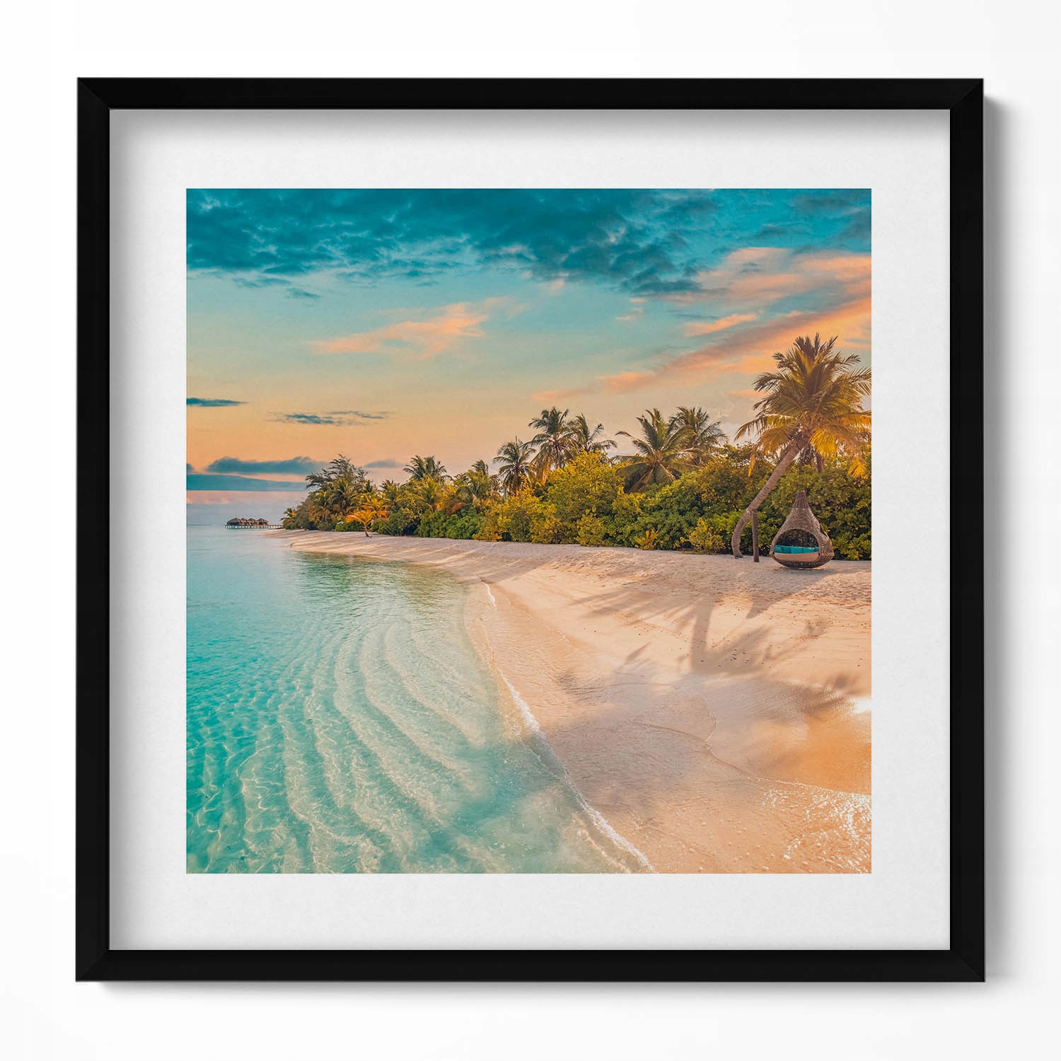 Dekorativní nástěnný obraz do pokoje Letní pohled na pláž palem a moře 50x50 cm