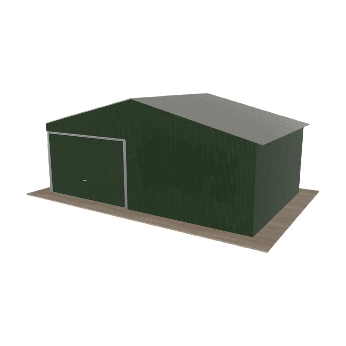 Plechová garáž 6.5x4 m jednopolohová, dvouspádová, zelená