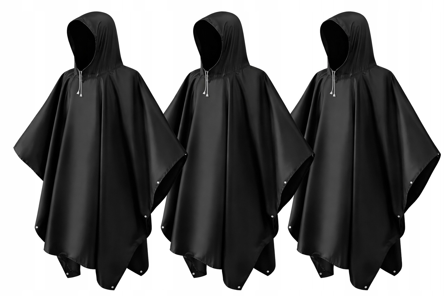 3x Poncho Ponczo Peleryna Duży Płaszcz Przeciwdeszczowy Uniwersalny Czarny